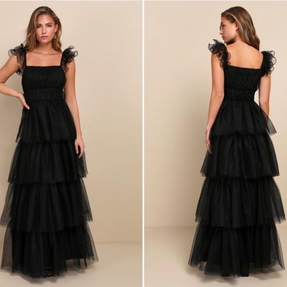 Lulus Dresses & Skirts - LULU's Prom Wedding Boho Sexy Elegant Tiered Tulle Chic Dress NWOT